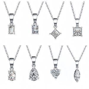 Collier en argent sterling S925 avec pendentif en moissanite <span class=keywords><strong>de</strong></span> 1 carat (5,5 mm) <span class=keywords><strong>de</strong></span> forme carrée princesse pour femme, bijoux fins, <span class=keywords><strong>cadeau</strong></span> - Product Image 1