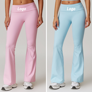 Pantalon de yoga bootcut taille haute pour femme Leggings d'entraînement extensibles à jambe évasée Bas de vêtements de sport solides Collants taille moyenne - Product Image 3