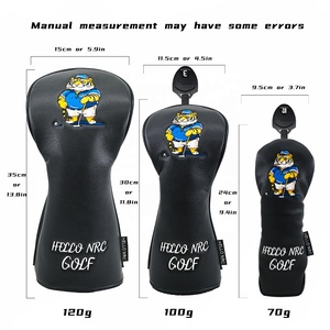 Golf Headcover <b>Black</b> Lychee Leather Tiger Embroidery Driver Fairway Wood Hybrid <b>Head</b> Cover in Stock - Product Image 6