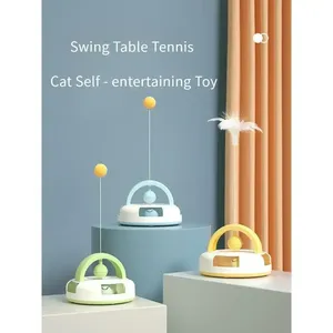 Jouet pour chat à auto-entretenir avec boule de catnip, teaser de <span class=keywords><strong>ping</strong></span>-<span class=keywords><strong>pong</strong></span> oscillant et disque rotatif - Product Image 1