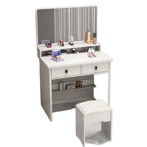 Coiffeuse moderne simple en bois avec grand miroir, design multifonctionnel et démontable pour chambre à coucher et petit appartement - Product Image 5
