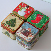 Boîte en fer blanc carrée personnalisée pour cadeaux de Noël, artisanat, emballage DIY, logo imprimé, OEM, vente en gros, fournisseur d'usine
