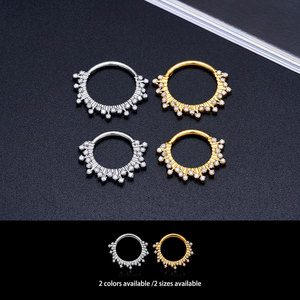 Bijoux de piercing corporel pour femmes, vente en gros, mode, ASTM F136 G23, <span class=keywords><strong>anneau</strong></span> de nez clicker, pavé de CZ blanc, pour cartilage d'<span class=keywords><strong>oreille</strong></span>, tragus, hélix, <span class=keywords><strong>lobe</strong></span> - Product Image 4