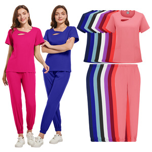 Women's Medical <b>Scrub</b> Set Moisture Wicking Knitted Split Uniform Hospital Work Clothes S-XXL - Product Image 1