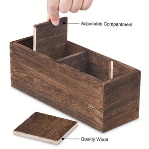 Elegant 4-Compartment Paulownia Wood Cutlery Organizer Silerware and Napkin Holder with Spacious Storage for <strong>Tidy</strong> <strong>Kitchens</strong> - Product Image 3