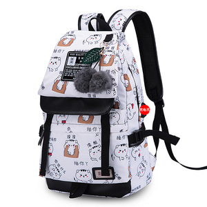 Sac à dos pour ordinateur portable à grande capacité avec imprimé de dessin animé, résistant à l'eau, avec port de charge, style décontracté unisexe - Product Image 1