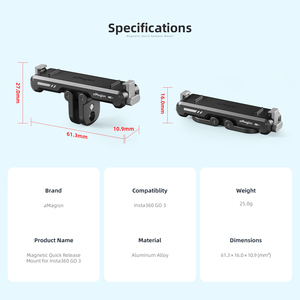 AMagisn Metal magnético Base de montaje de liberación rápida portátil Base de liberación rápida accesorios para <span class=keywords><strong>Insta360</strong></span> <span class=keywords><strong>GO3</strong></span>/GO3S accesorios de cámara - Product Image 6
