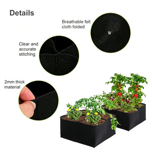 Sac de culture rectangulaire en feutre respirant et réutilisable, robuste, de 10, 20, 30 gallons, pour tomates et jardins surélevés - Product Image 3