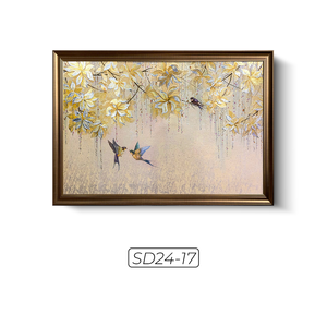Premium Gold Leaf Botanical Wall Art Handmade Luxury Decorative <b>Painting</b> Vietnam OEM ODM Model SD24-17 - Product Image 1