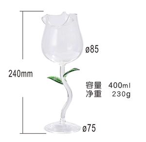 Botella de agua con forma de Rosa <span class=keywords><strong>Irregular</strong></span> para pareja, vaso de cristal para vino tinto, para el Día de San Valentín - Product Image 6