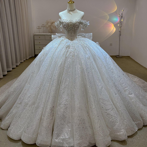 Glittery Sequins <b>Puffy</b> Ball Gown <b>Wedding</b> <b>Dress</b> for Church <b>Weddings</b> Strapless Sweetheart Neck Bridal <b>Dress</b> Lsjj60 - Product Image 1