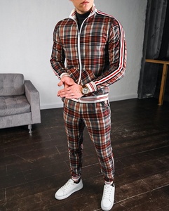 Offre Spéciale hommes hiver 3D imprimé Plaid sport <span class=keywords><strong>costume</strong></span> mode sweat manteau et décontracté mince survêtement pantalon 2 pièces ensembles pour hommes - Product Image 5