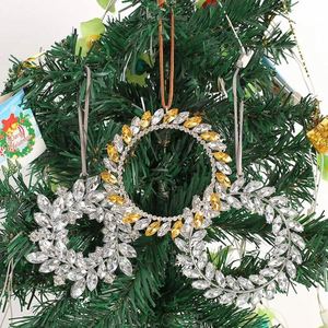 Décoration de Noël suspendue en alliage de zinc, motif flocon de neige en strass et boule diamantée pour sapin de Noël - Product Image 1