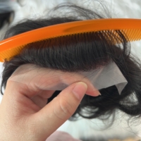 Perruque toupet naturelle lisse pour hommes, coupe pixie, cheveux humains vierges indiens, couleur 1b noir, densité 120%, taille disponible
