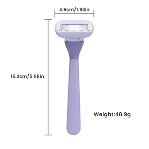 5 <b>Blades</b> Woman <b>Razor</b> Replaceable Cartridge with Lubricating Strip and Metal Ergonomic Handle with Rubber - Product Image 2