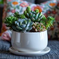 8 pouces blanc rond en céramique succulente jardinière Pot moderne fleur Cactus herbe grand planteur avec soucoupe amovible intérieur ou extérieur
