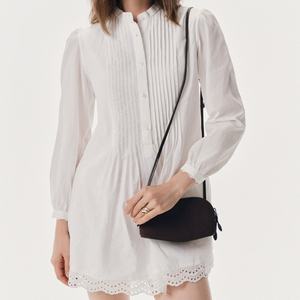 Vestido Mini Elegante de Manga Larga Blanco para Mujer, 100% Lino Tejido de Color Puro, Ecológico y Lavable - Product Image 2