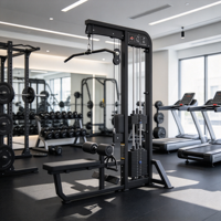 Machine de musculation à assise pour tirage vertical et lat pulldown avec pile de poids de 80 kg pour l'entraînement des dorsaux et des bras