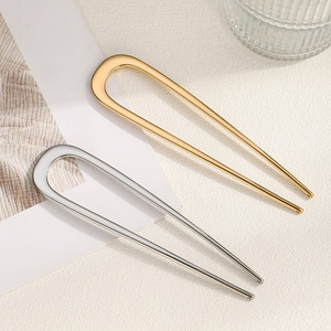 Yilibei Metal French Style Crink <strong>Hair</strong> <strong>Stick</strong> Cellulose U Shaped Hairpin Vintage <strong>Hair</strong> <strong>Pin</strong> for Women Girls <strong>Hair</strong> Accessories