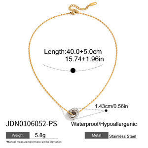 J & d 18k מצופה זהב פלדת אל-חלד שרשרת כדור אובלית כסף עגול שרשרת תליון קשר לנשים - Product Image 3