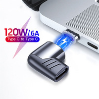 Adaptateur de câble magnétique USB Type-C 6A 120W à angle droit avec gaine en PVC et blindage tressé pour iPad Pro Macbook 2019/2018 - Alliage d'aluminium