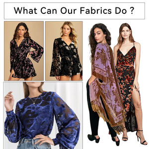 Оптовая продажа, жаккардовая Золотая яркая велюровая ткань с принтом выгорание, 100 полиэстер, бархатная цветочная ткань - Product Image 4