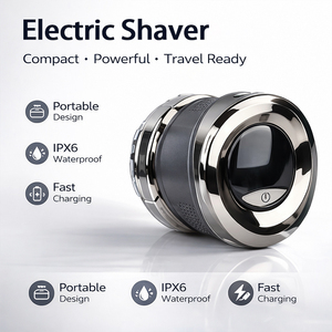Mini <span class=keywords><strong>rasoir</strong></span> <span class=keywords><strong>électrique</strong></span> professionnel de poche personnalisé 6D flottant, étanche IPX6, rechargeable par USB avec écran LED, pour la maison, le camping-car et l'hôtel - Product Image 2