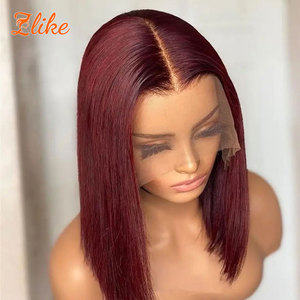 Peluca Bob Peruana al por Mayor, Color Degradado 99J Rosa, Pelucas Bob Cortas de Cabello Humano <span class=keywords><strong>Rubio</strong></span> 613, Pelucas Frontales de Encaje Completo HD para Mujeres Negras - Product Image 2