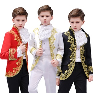 Costume de prince victorien pour enfants, veste de costume, cravate à <span class=keywords><strong>jabot</strong></span>, tenue de cosplay, uniforme, veste en dentelle, manteau pour garçons - Product Image 1