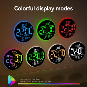 Relógio de parede colorido de 10 polegadas com 7 cores gradiente tempo display, auto light-sensing, luz noturna e mais recursos - Product Image 5