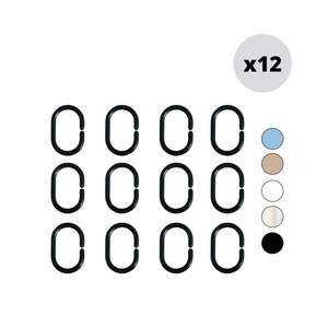 Anneaux de rideau de douche, 12 pièces, crochets bleus en polypropylène pour usage en salle de bain - Product Image 1