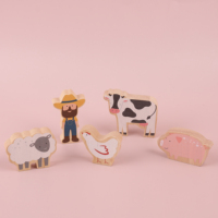 Mini remorque en bois pour enfants en gros Jouets pour tout-petits Animal en bois Petit modèle de remorque Jouets éducatifs