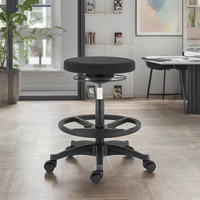 Tabouret de barbier pivotant à hauteur réglable, robuste, sans dossier, avec repose-pieds, pour salon de beauté, spa, coiffeur