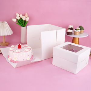 Hộp bánh hình vuông màu trắng cao với cửa sổ 8 10 12 inch lấy đi hộp cho đám cưới sinh nhật Bánh tráng miệng biểu tượng tùy chỉnh hộp bánh - Product Image 2