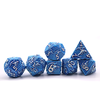 Ensemble de dés de jeu de société à échelle dragon bleu dnd, jeu de dés à bord pointu en métal, prix bas