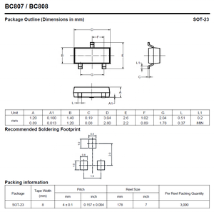 Transistor <span class=keywords><strong>SMD</strong></span> SOT-23 <span class=keywords><strong>BC807</strong></span>-16 - Product Image 6