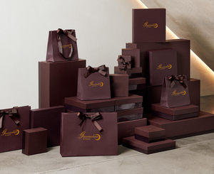 Gói đồ trang sức Set Logo in sang trọng nhung Pouch ánh sáng màu hồng tùy chỉnh mua sắm trượt tông đồ trang sức Hộp quà tặng - Product Image 1