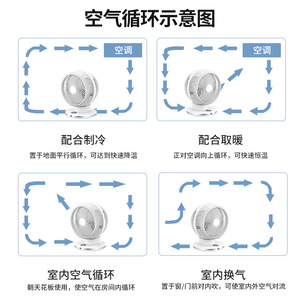 Hengtian 8 Inch Desktop Circulating <b>Fan</b> <b>With</b> <b>Remote</b> Control Light And Timer For Home Office Use - Product Image 4