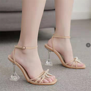 Fashion Apricot Tied Rhinestone High Heels Women High Heels for Women Sandals for Women - Product Image 5