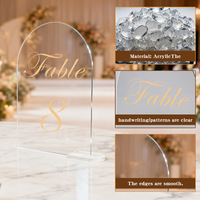 Panneaux de table arqués en acrylique transparent vierges personnalisables pour mariage, numéros de table en acrylique pour décorations de fête