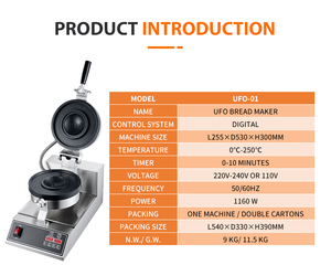 Fabricant OEM, presse à panini commerciale antiadhésive en forme de soucoupe volante, moule en forme de cœur UFO, machine à gaufres à arrêt automatique - Product Image 2