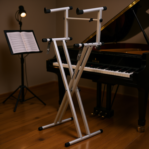 Soporte para teclado de 2 niveles, estilo doble X, ajustable, metálico, para piano eléctrico, soporte para instrumentos musicales - Product Image 2
