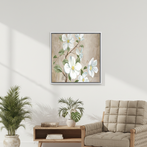 Rustic Floral <b>Wall</b> <b>Art</b>: White Blossom Branch Printed Canvas,WHITE <b>FRAMED</b> CANVAS - Product Image 3