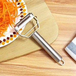 2 éplucheurs à légumes multifonctionnels manuels en acier inoxydable et plastique écologiques pour pommes de terre et julienne - Product Image 2