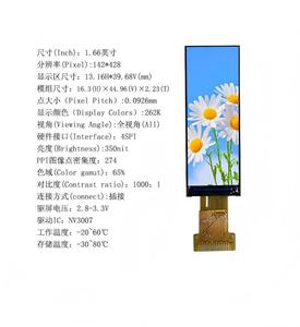 โมดูล IPS TFT ขนาด 1.66 นิ้ว, ความละเอียด 142X428, อินเทอร์เฟซ 4SPI, ไดรเวอร์ไอซี NV3007, มุมมองกว้าง, ความสว่าง 350nit, หน้าจอคุณภาพสูง - Product Image 1