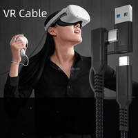 Cable de Conexión para Auriculares VR, Negro, Trenzado de Nailon, 3m/5m, Tipo-C, Conductor de Cobre Puro, Carga Rápida de 3A, para Uso con 2 Cámaras