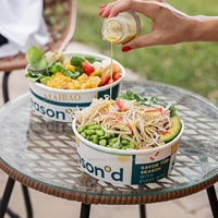 Écologique biodégradable Salade Kraft Papier Bol Avec Couvercle En Papier