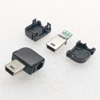 Connecteur Mini USB 5 broches 90 degrés Prise mâle en T avec capuchon en plastique pour adaptateur DIY PCB Câble de données SDA