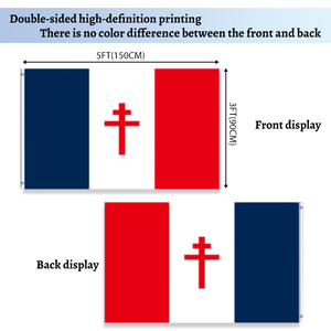 Drapeau français 1940-1944, 90x150cm, bannière commémorative historique, œillets en laiton, 100% polyester, double couture, couleurs vives - Product Image 3
