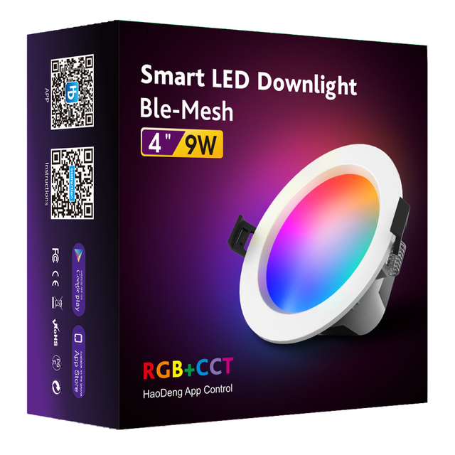 Smart Wi-Fi RGB 9W LED Recessed Cylindrical Ceiling Downlight 2.5-inch Pendant Spotlight, with Remote/Voice/App Control